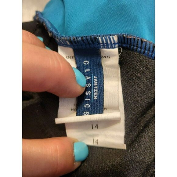 JANTZEN Vintage Lapis Ruched One Piece Swimsuit Women's Size 14 - Picture 3 of 4